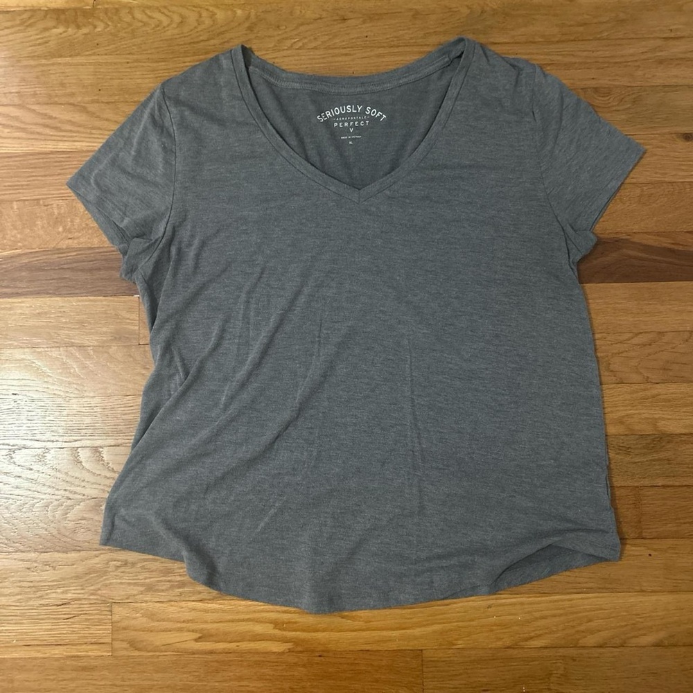 Aeropostale Seriously Soft Gray V-Neck Tee